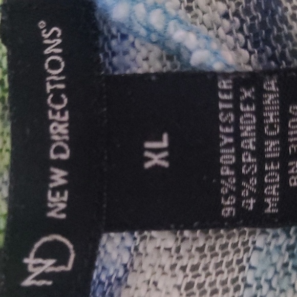 Tunic Top Patchwork Knit Blue Neon Green White Hankercheif Hem Elbow Sleeves - Picture 6 of 9